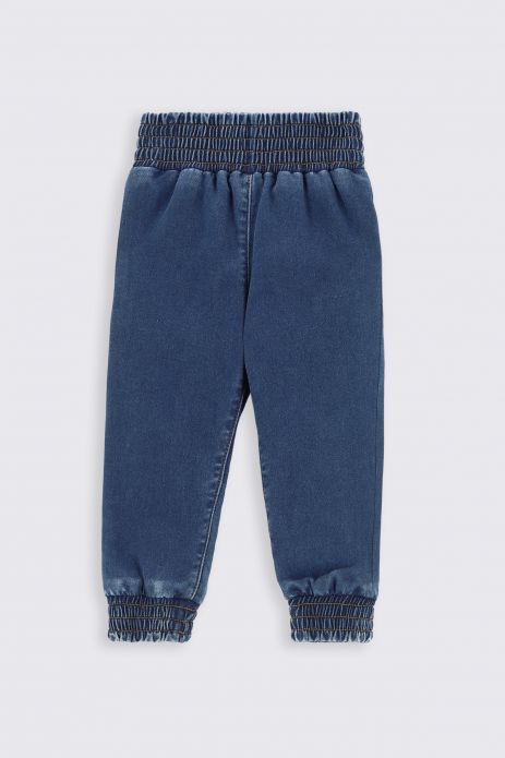 Džínsové nohavice modrýe hladké so zníženým rozkrokom