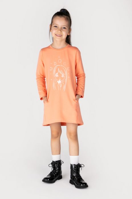 Pleteninové šaty oranžová s potlačou