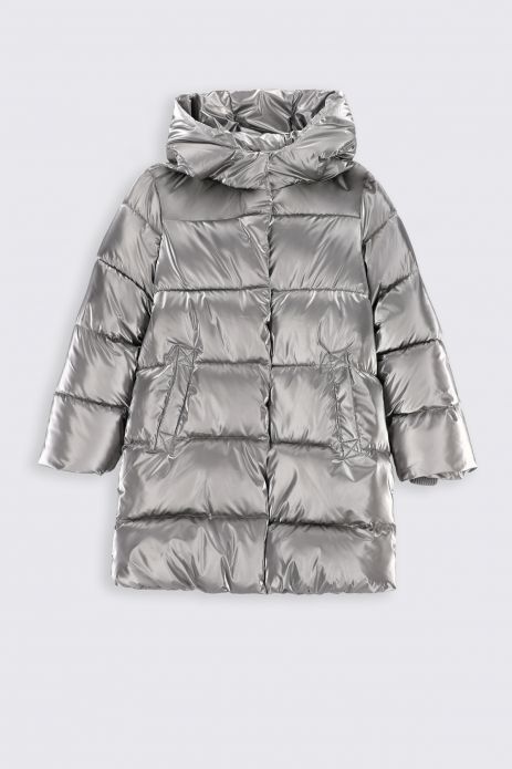 Zimný kabát šedý s kapucňou
