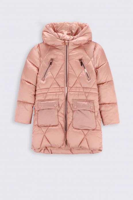 Zimný kabát ružový s kapucňou