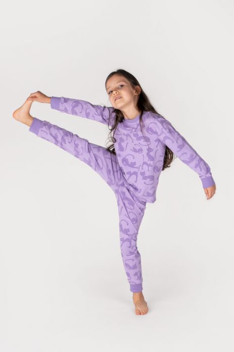 Dievčenské pyžamo fialová bavlnené s dlhým rukávom
