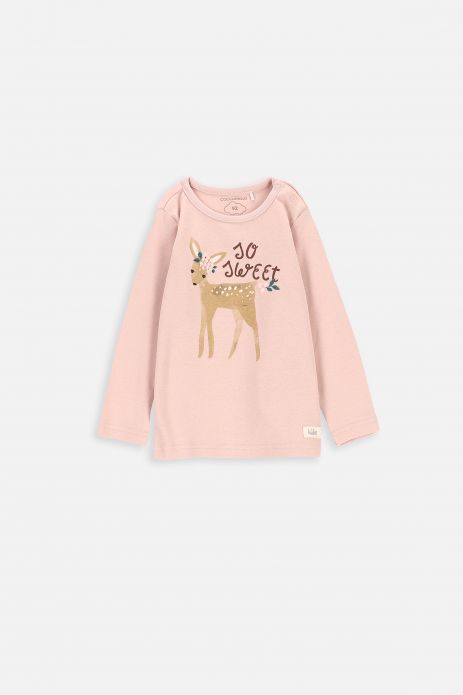 Bavlnené tričko ružový s potlačou jeleňa