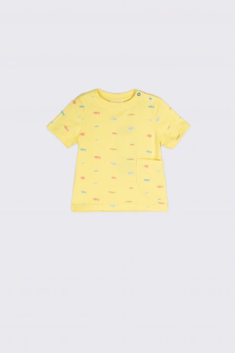 Tričko s krátkym rukávom žlté s vreckom
