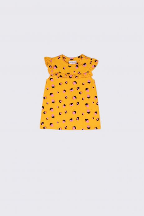 Tričko s krátkym rukávom oranžové s leopardím motívom