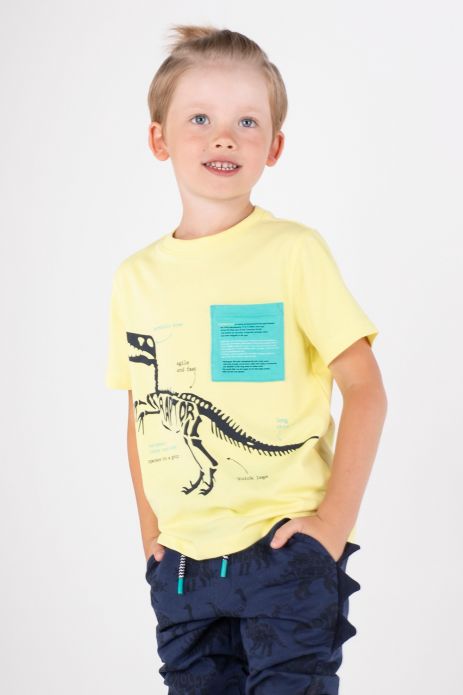 Tričko s krátkym rukávom žlté s potlačou dinosaura