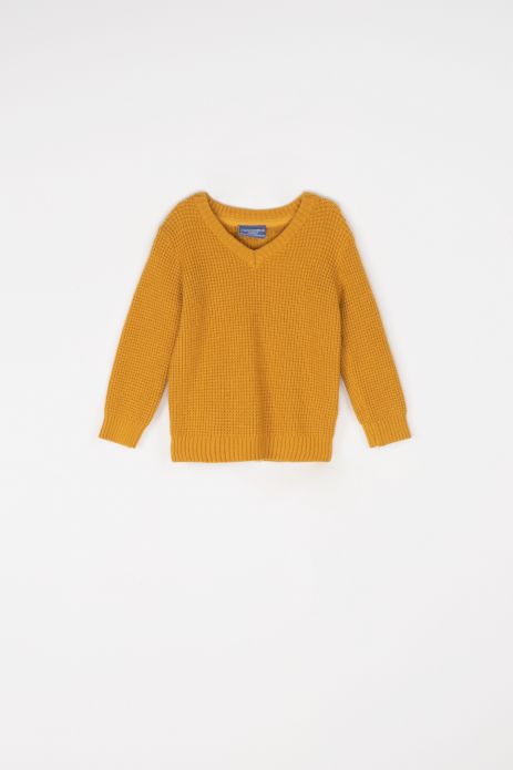 Pletený sveter medový, štruktúrovaný úplet