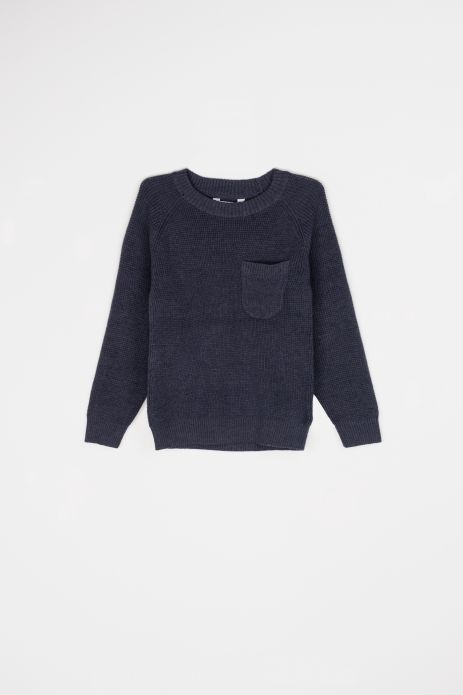 Pletený sveter tmavomodrý hladký 2
