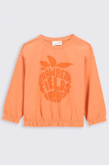 Tričko s dlhým rukávom oranžový s potlačou