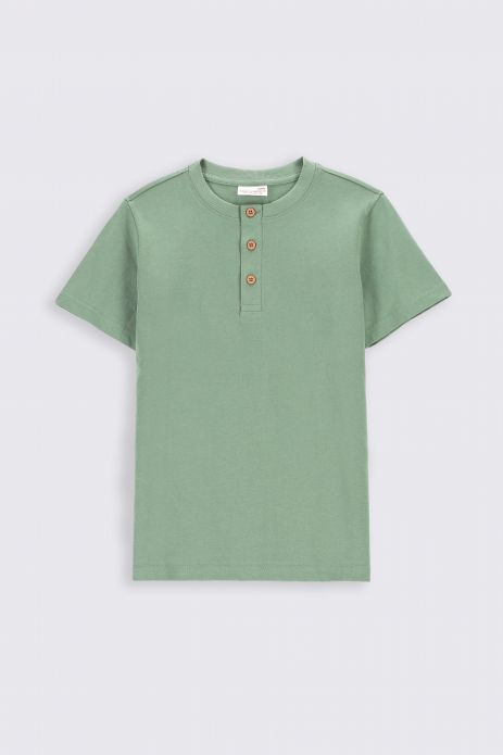 Tričko s krátkym rukávom zelený rozopínací výstrih