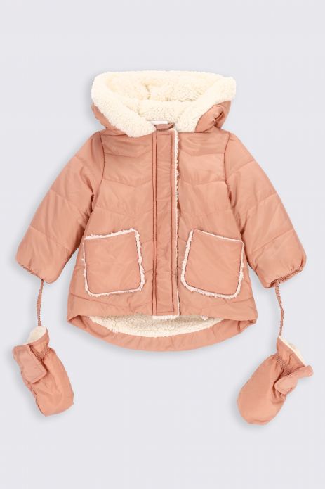 Zimná bunda ružová s kapucňou